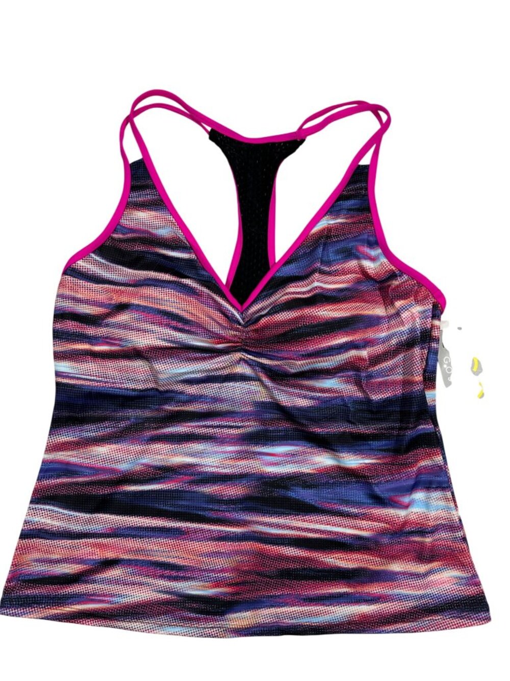 Go Gossip Womens Racerback Tankini Top XL Multicolor Padded Adjustable